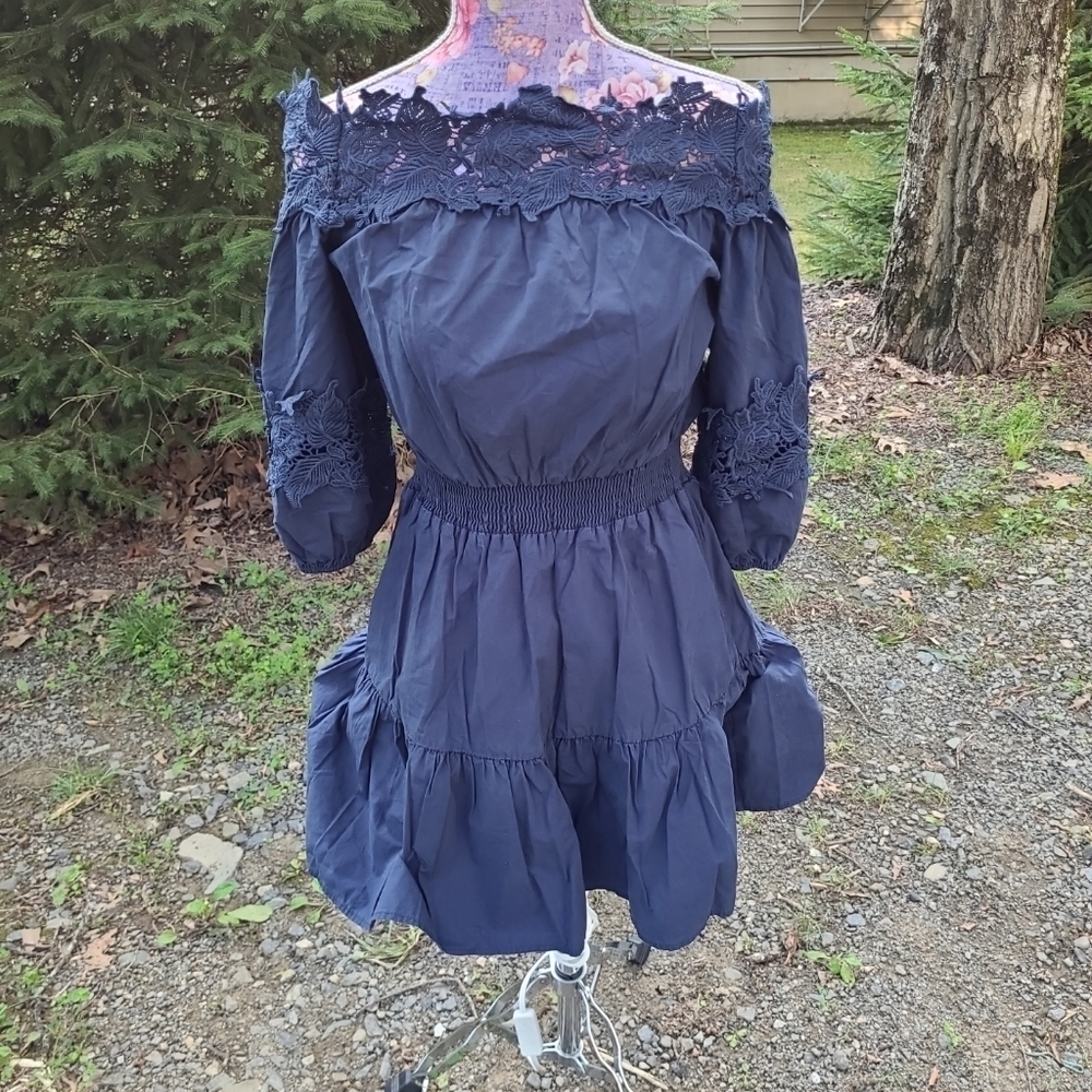 Bloomingdales Aqua Navy Dress SMALL